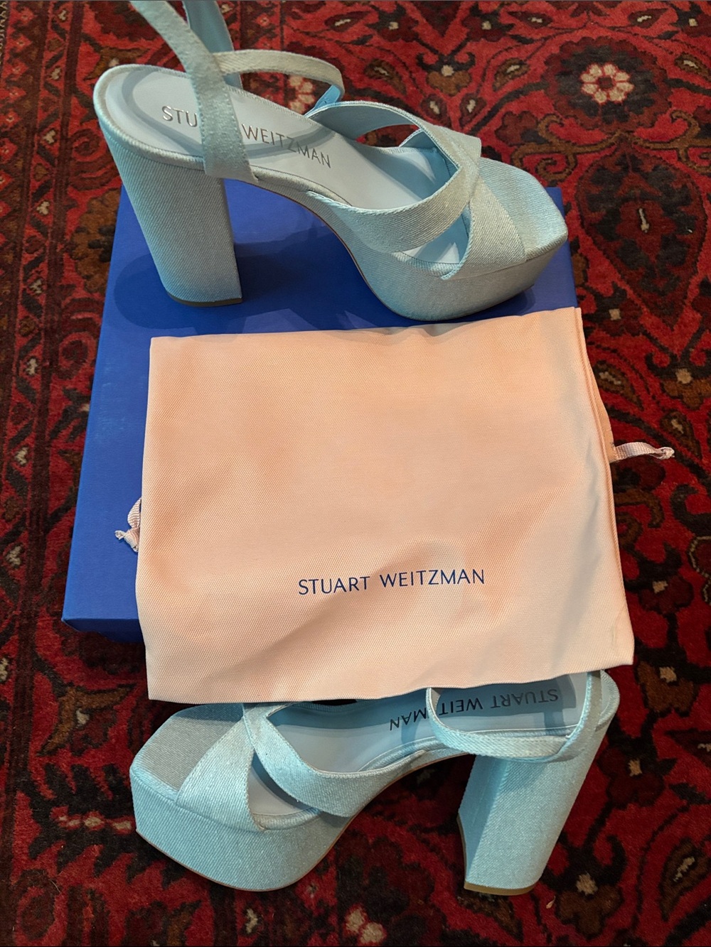NEW Stuart Weitzman Light Blue Platform Sandals